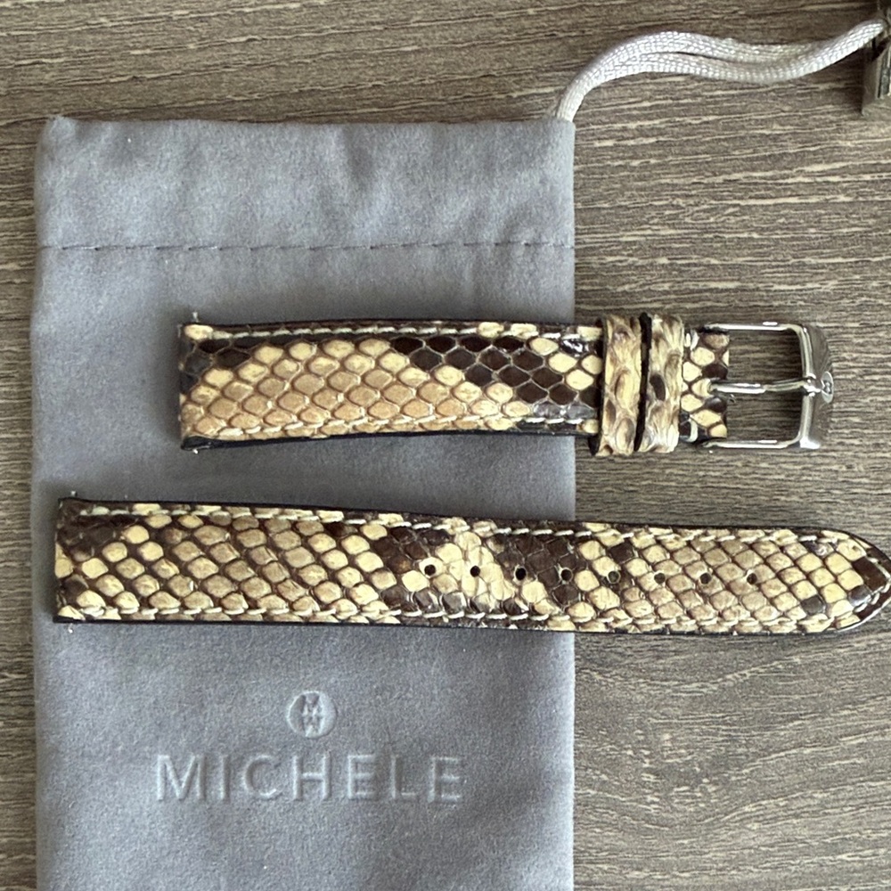 Michele Leather Watch Strap Python Snake 16 mm
